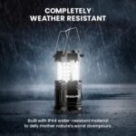 SSAV Collapsible LED Camping Lantern – 30 LEDs, 360° Light, IP44 Water Resistant (Black, 3 Pack) - Image 2