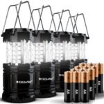 SSAV Collapsible LED Camping Lantern – 30 LEDs, 360° Light, IP44 Water Resistant (Black, 4 Pack)