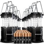 SSAV Collapsible LED Camping Lantern – 30 LEDs, 360° Light, IP44 Water Resistant (Black, 8 Pack)