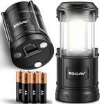 SSAV LED Camping Lantern with Magnetic Base – 360° Bright Light, IP44 Water Resistant (Black, 2 Pack)