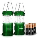 SSAV Collapsible LED Camping Lantern – 30 LEDs, 360° Light, IP44 Water Resistant (Green, 2 Pack)