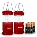 SSAV Collapsible LED Camping Lantern – 30 LEDs, 360° Light, IP44 Water Resistant (Red, 2 Pack)