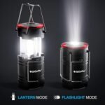 SSAV LED Camping Lantern with Red Safety Ring – 360° Light, IP44 Water Resistant (Black with Red Top, 2 Pack) - Image 3