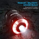 SSAV LED Camping Lantern with Red Safety Ring – 360° Light, IP44 Water Resistant (Black with Red Top, 2 Pack) - Image 2