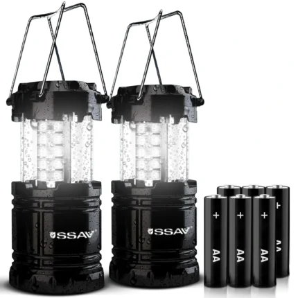 SSAV Black LED Camping Lantern 2 Pack with AA Batteries USA