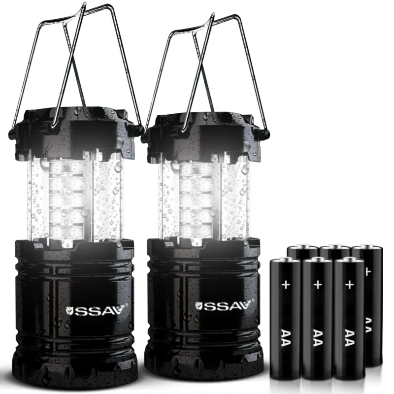 SSAV Black LED Camping Lantern 2 Pack with AA Batteries USA