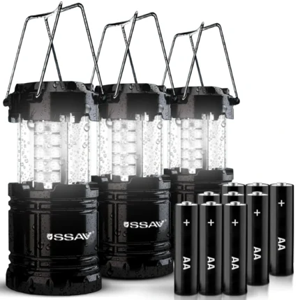 SSAV Black LED Camping Lantern 3 Pack with AA Batteries USA