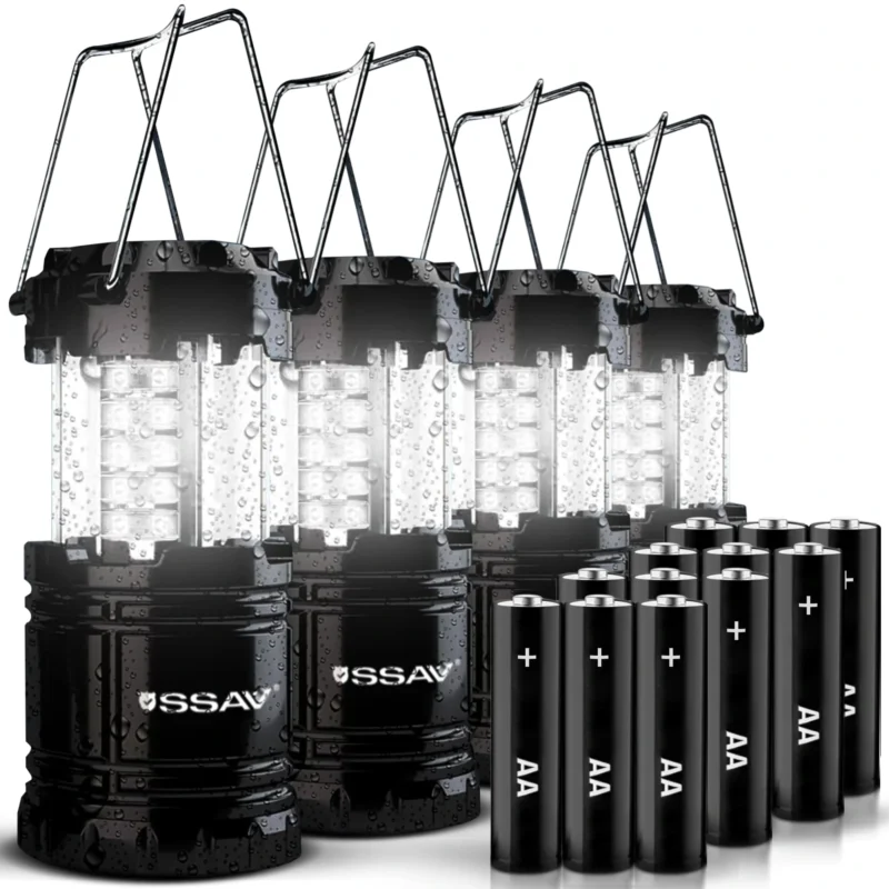 SSAV Black LED Camping Lantern 4 Pack