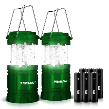 SSAV Green Collapsible LED Camping Lantern 2 Pack with AA Batteries USA