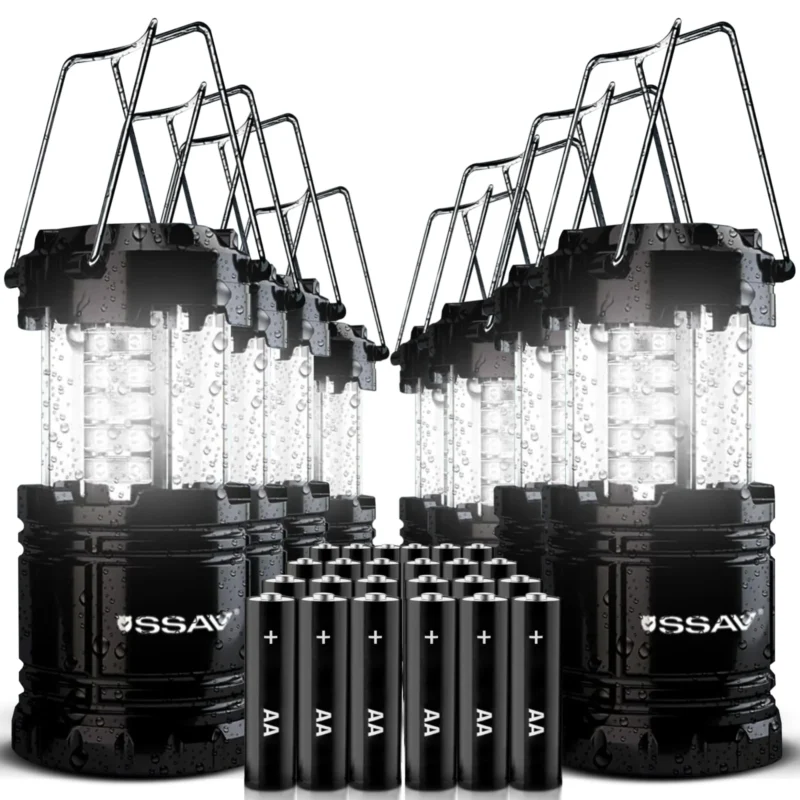 8 pack LED camping lantern set with AA batteries USA